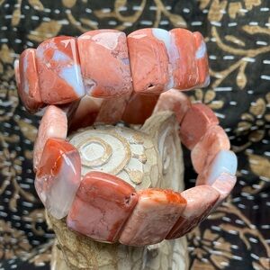 Pink Petal Agate Soft Bangle